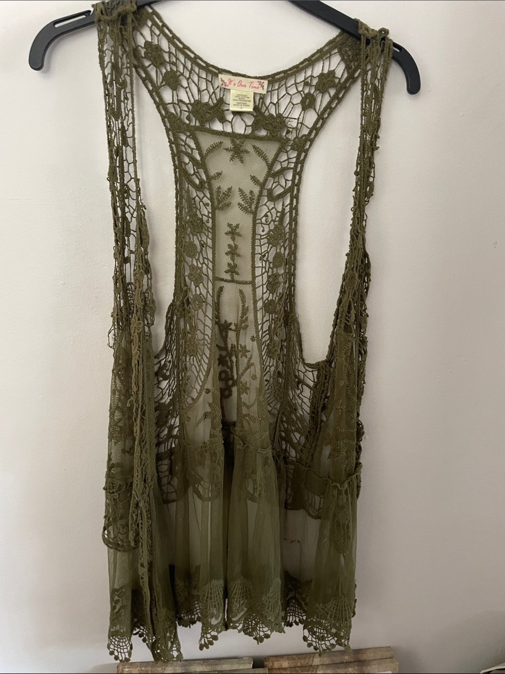 It's Our Time Olive Crochet Lace Sleeveless Cover-Up